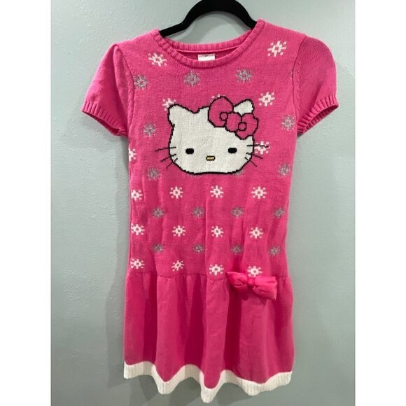 HELLO KITTY PINK GIRLS CUTE DRESS SHORT SLEEVES SIZE 10-12 - Picture 1 of 7